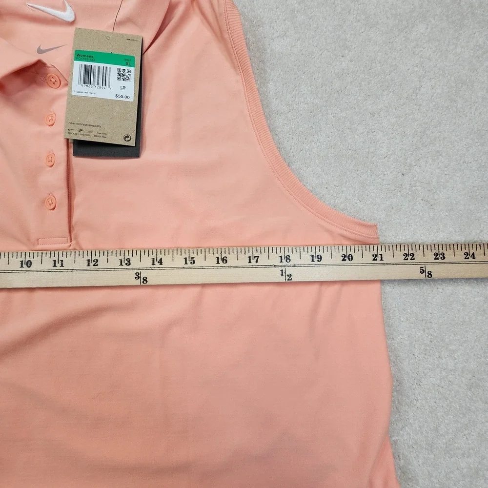 Nike Golf Sleeveless Polo Shirt Womens XL Peach‎ Slim Fit Pickleball Tennis NEW - Picture 8 of 9